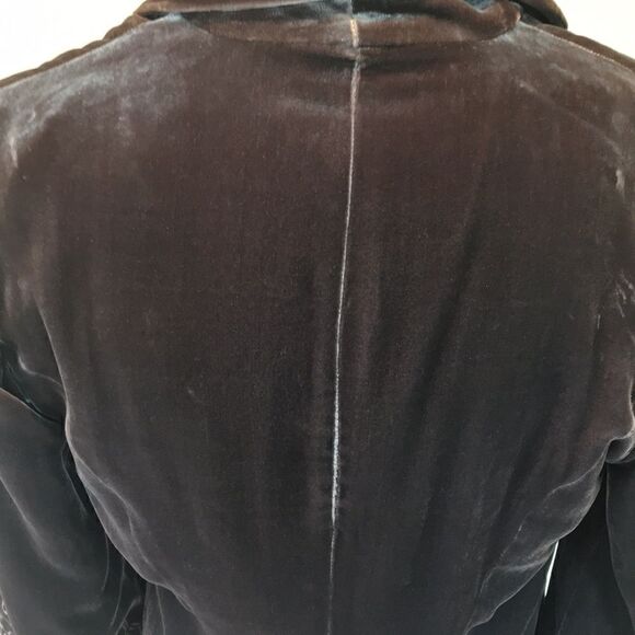Vintage Karen Kane VELVET Blazer 3/4 sleeve Silk jacket embroidered brown Small - Picture 5 of 8